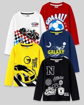 kuchipoo Pack of 5 Boy Graphic Print Regular Fit T-Shirts-picture-11