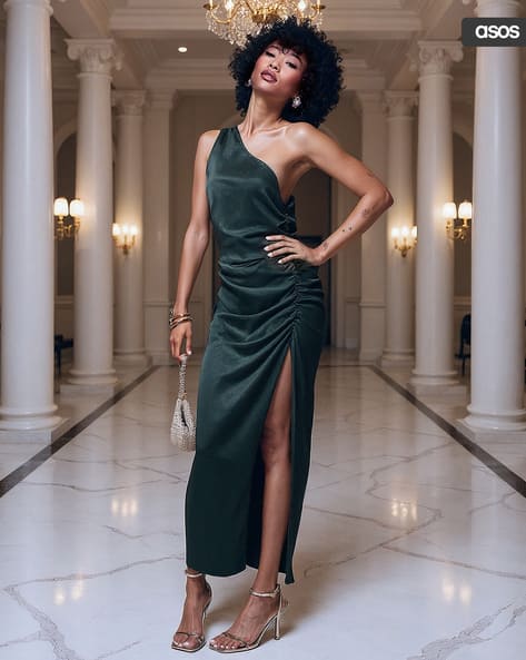 asos bottle green dress