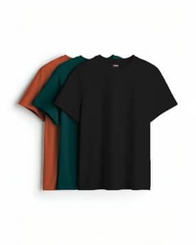 buda jeans co Men Pack of 3 Loose Fit Round-Neck T-Shirts-picture-50