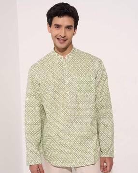 indus route by pantaloons Men Printed Regular Fit Short Kurta-picture-43