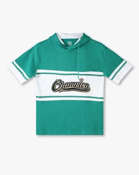 Boys Coloublock Relaxed Fit Hooded T-Shirt