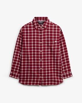 superdry Women Checked Flannel Regular Fit Shirt with Patch Pocket-picture-18