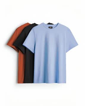 buda jeans co Men Pack of 3 Loose Fit Round-Neck T-Shirts-picture-32