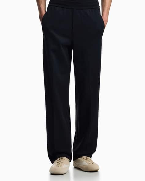Buy EMPORIO ARMANI Regular Fit Jersey Trousers | Black Color Men