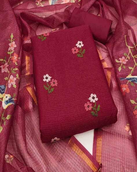 online dress material for ladies Cardinal red cotton online dress material shopping