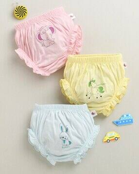 bumzee Girls Pack of 3 Graphic Print Briefs with Elasticated Waist-picture-25