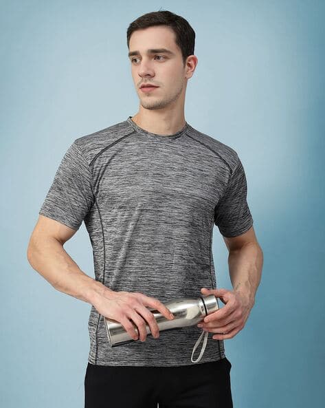 Chkokko Men Dry-Fit Crew-Neck Active T-Shirt