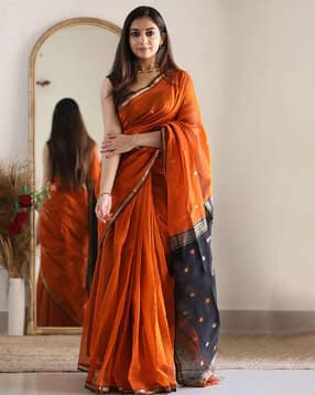 Tassels and Latkans Silk Cotton Zari Woven Saree-image-9