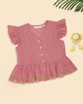 akkriti by pantaloons Girls Embroidered Peplum Top-picture-11
