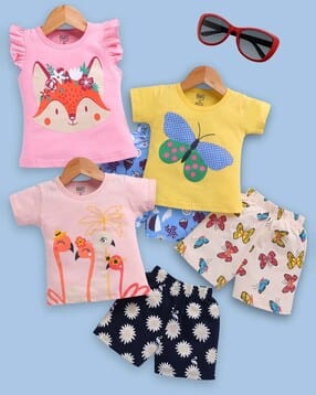 toonyport Pack of 3 Girl Graphic Print Shorts & Top Sets-picture-33