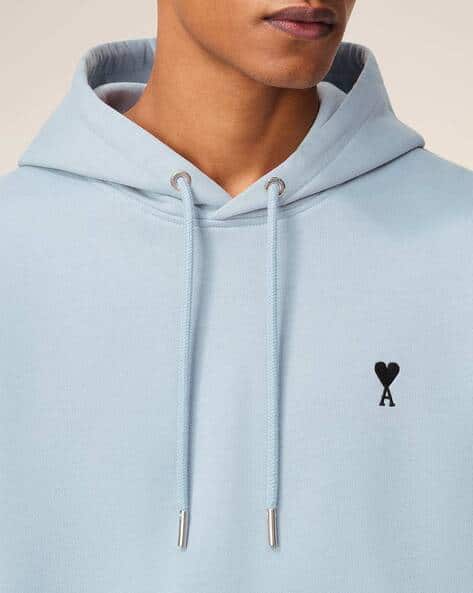 Buy Ami Paris Men Regular Fit Hoodie with Kangaroo Pocket | Blue