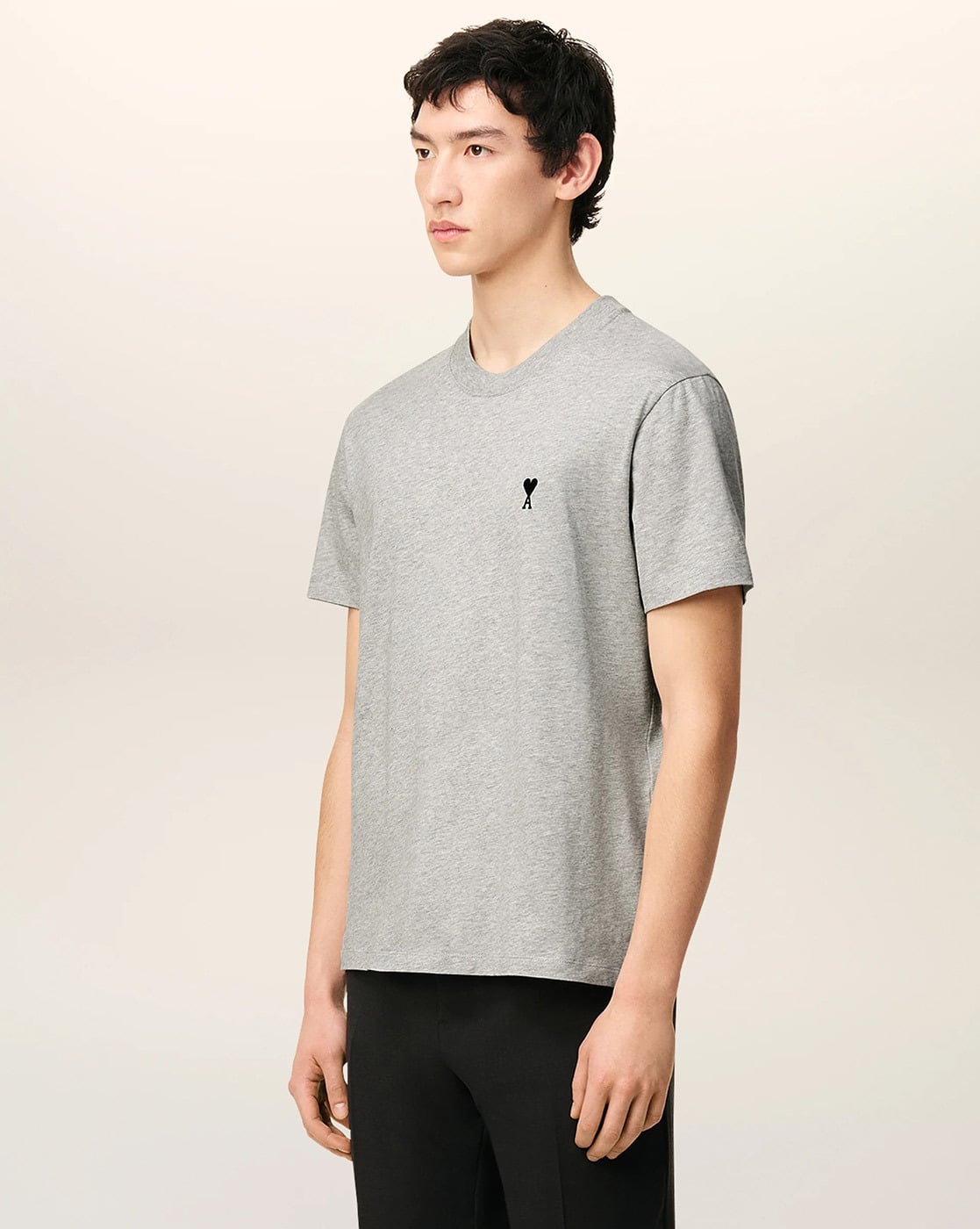Buy Ami Paris Men Logo Embroidered Regular Fit Crew-Neck T-Shirt