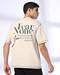 CONTRAST STITCH GRAPHIC TEE, BEIGE, S
