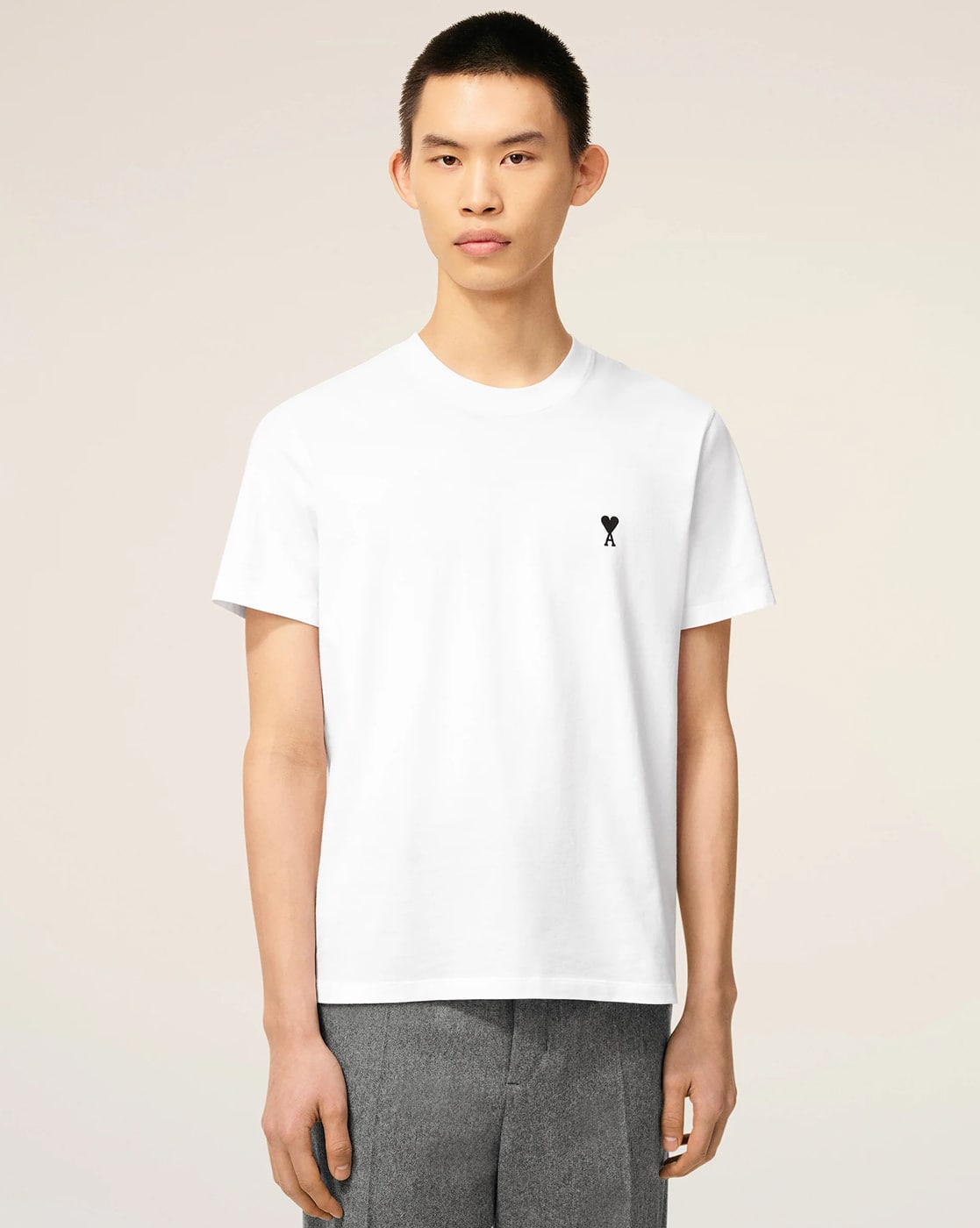 Buy Ami Paris Men Logo Embroidered Regular Fit Crew-Neck T-Shirt