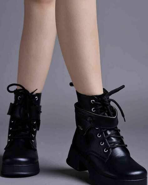 Military Black Boots For Girls Khiladi Shoes DMS Police NCC Army