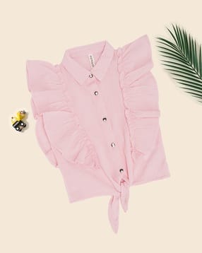 pantaloons junior Girls Button-Front Ruffled Top -picture-11
