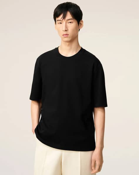 Buy Ami Paris Men Logo Embroidered Relaxed Fit Crew-Neck T-Shirt
