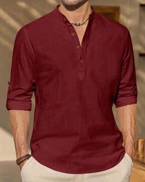 royalscout Men Regular Fit Short Kurta with Roll-Up Sleeves-picture-25
