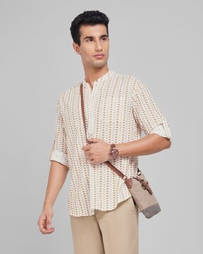 indus route by pantaloons Men Printed Regular Fit Short Kurta-picture-12