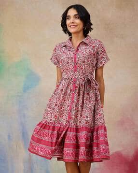Women Floral Print Shirt Dress-image-45