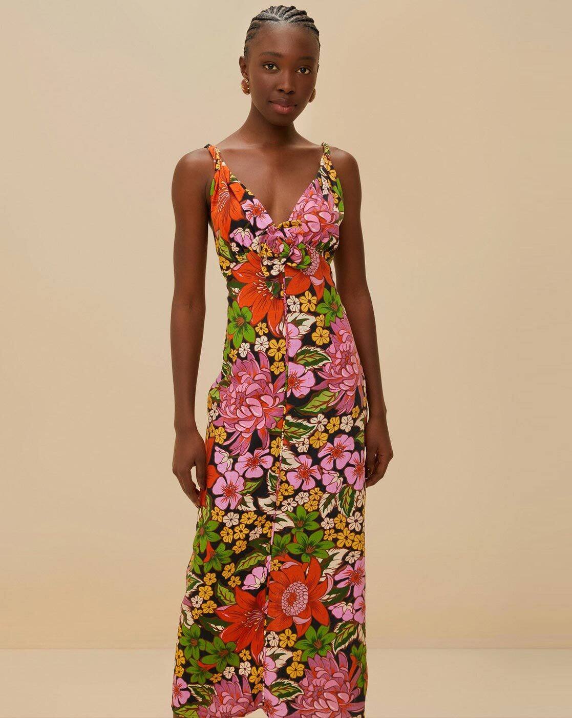 ワンピース Apolina Flora Dress - 50's Floral 2-3Y Buy FARM RIO Floral Print Vivi Rose Piping Shift Dress | Black