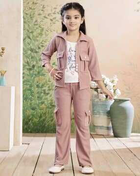 aarika girls ethnic Girls Graphic Print Top & Pants Set-picture-49
