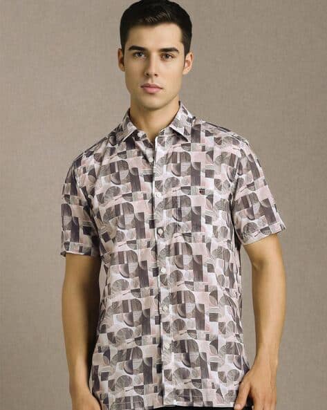 LOUIS PHILIPPE Men Printed Slim Fit Shirt with Spread Collar