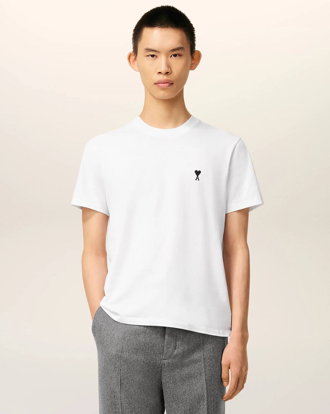 Buy Ami Paris Men Logo Embroidered Regular Fit Crew-Neck T-Shirt
