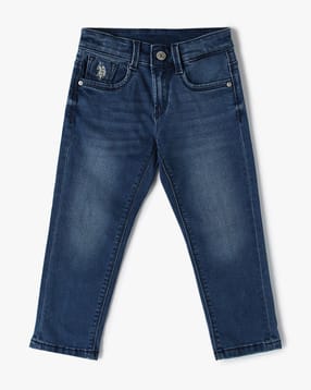 Boys Lightly Washed Cotton Regular Fit Jeans-image-2