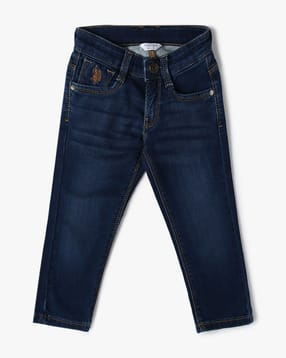 Boys Lightly Washed Cotton Regular Fit Jeans-image-2