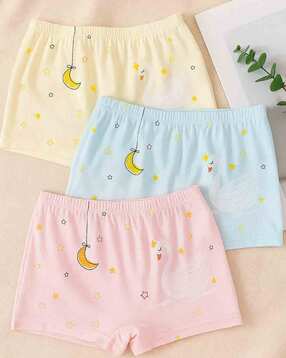 Girls Pack of 3 Graphic Print Cotton Bloomers