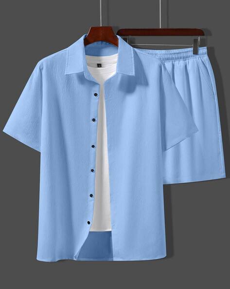 Alpha Tribe Men Collar Neck Shirt and Shorts