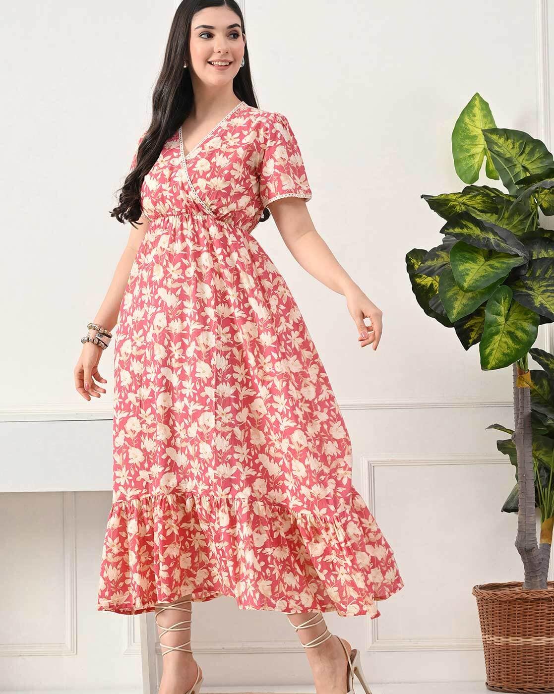 Buy DECKEDUP Women Floral Print Fit & Flar Online | Ajio.com
