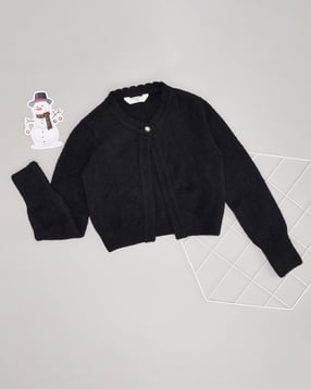 pantaloons junior Girls Half-Open Cardigan with Pearl Accent Button-picture-41