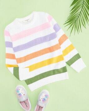 pantaloons junior Girls Striped Crew-Neck Pullover -picture-10