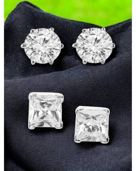 Fabula Men Set of 2 Silver-Plated Stud Earrings