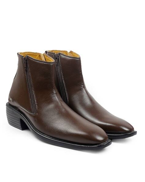 BXXY Men Elevator Formal Heeled Zip Ankle-Length Boot