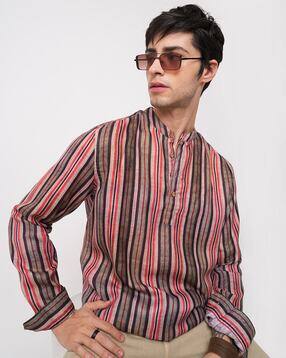 Men Striped Slim Fit Short Kurta-image-40