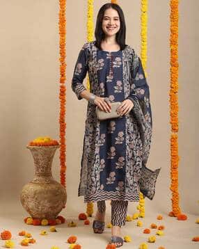 gosriki Women Floral Print Straight Kurta Suit Set-picture-12