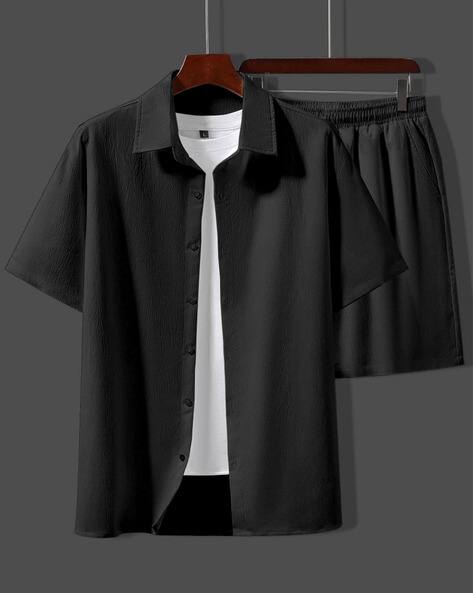 NEONOMAD Men Spread-Collar Shirt & Shorts Set