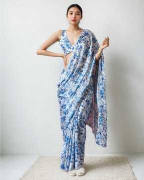 leeli peeri designer Women Floral Print Saree with Blouse Piece-picture-12