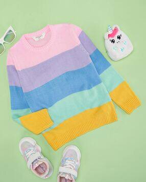pantaloons junior Girls Colourblock Crew-Neck Pullover -picture-51