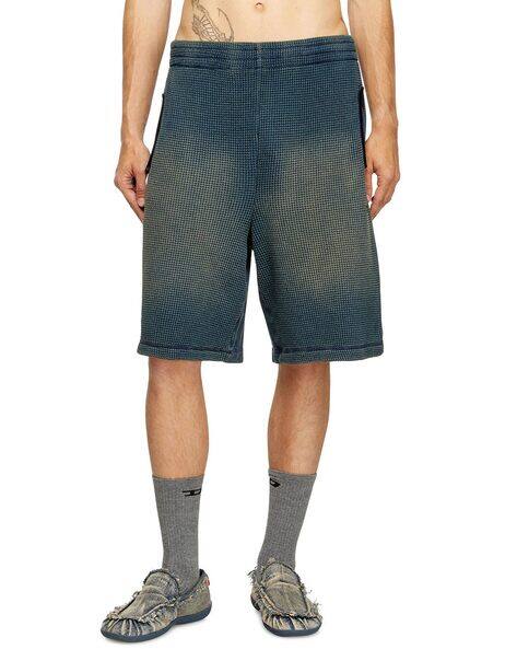 Buy DIESEL Mixed Jersey Regular Fit Denim Sweat Shorts Grey