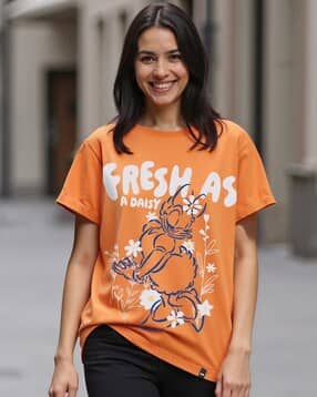bewakoof Women Daisey-Duck Print Relaxed Fit Round-Neck T-Shirt-picture-37