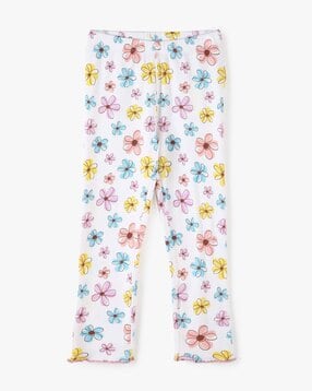 kg frendz Girls Floral Print Mid-Rise Leggings-picture-24