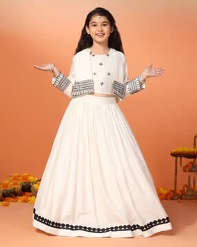 fashion dream Girls Embroidered Jacket with Lehenga & Choli-picture-13