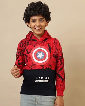kidsville Boys Captain America Print Regular Fit Hoodie-picture-13