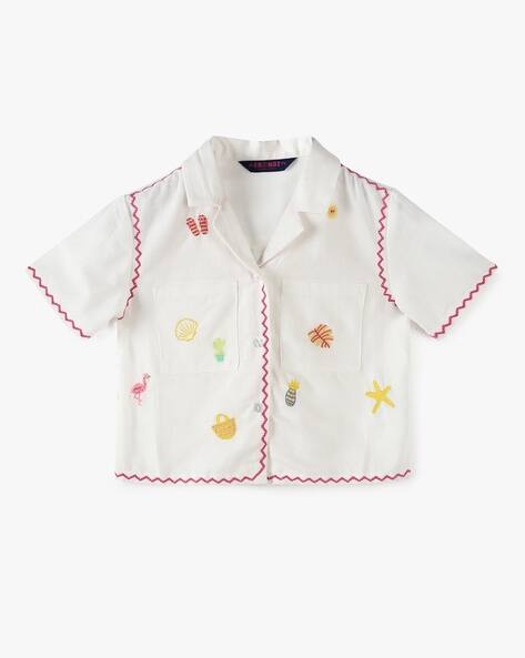 KG FRENDZ Girls Printed Regular Fit Resort Shirt with Patch Pockets
