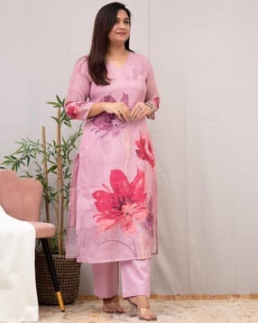 svaraa Women Floral Print Straight Kurta Set-picture-37