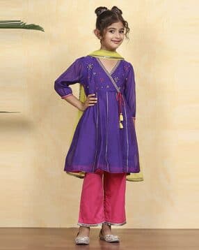 biba Girls Embellished Kurta Suit Set-picture-45